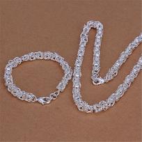Trend Designer 925 Sterling Silver Classic Circle Chain Bracelet Necklace for Men Women Jewelry Set Fashion Party Gifts