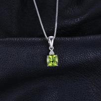 Jewelrypalace 1,1 ct natūralus peridotas 925 svarų sterlingų sidabro pakabukas karoliai moteriai, prabangūs papuošalai, brangakmenių chokeris, be grandinėlės 45cm black