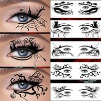 Helovino raganos akių makiažo laikinos tatuiruotės vyrams ir moterims, 10 vnt. Realistiški netikri akių kampučių tatuiruočių lipdukai 10 pieces/Halloween B
