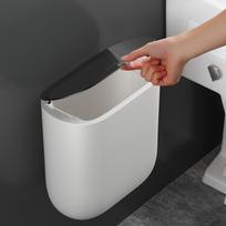 Vonios šiukšliadėžė su dangteliu - Maža šiukšlių dėžė su presu dangteliu - Plastikinė šiukšlių dėžė su iššokančiu dangčiu tualetui - Biurui - Miegamajam - Svetainei Free Size balta