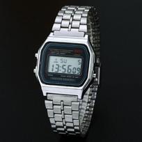 Vogue laikrodžiai Nerūdijančio plieno Skaitmeninis žadintuvo laikrodis Moteriškas Chronometro laikrodis Geriausi Vyriški 3.2cm by 3.0cm sidabras