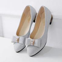 Fashion Women's Elegant Light Heel Low Heel Lefu Women's Casual Women's Comfortable and Versatile Office Shoes 35 sidabras