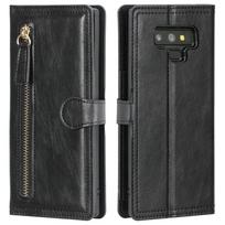 Odinis užtrauktuku atverčiamas piniginės dėklas Samsung Note 9 telefonui, skirtas Samsung Galaxy Note9 Note 9 SM-N960F/DS, su kortelių laikikliu ir stovu, GalaxyNote9 For Galaxy Note 9 juoda