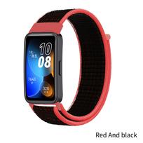 Dirželis Huawei apyrankei 9/8/7 correa išmaniojo laikrodžio priedai keičiamasis diržas Nailonas sportinis riešo laikrodžio apyrankė Huawei juosta 9 Huawei band 8 raudona juoda spalva