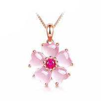 LSOOYH Flower Pink Love Crystal karolių gėlė moterims, mergaičių papuošalų idėjos dovanos rožinė