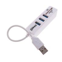 3 prievadų USB 2.0 SD/TF kortelių skaitytuvo šakotuvo adapterio skirstytuvo derinys, skirtas nešiojamam kompiuteriui juoda