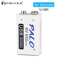 1-24vnt 9V 6F22 650mAh USB įkraunama baterija Ličio baterijos Mikro mikrofono multimetro žaislas Nuotolinio valdymo pultas KTV naudojimas 1pcs