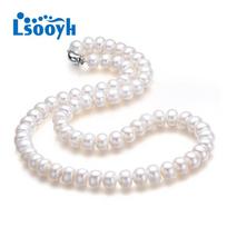FENASY balti natūralūs gėlavandenių perlų karoliai moterims 8-9mm perlų papuošalai 45cm Choker karoliai balta