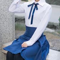 Moterų drabužiai Fate stay Night Saber Chaletas Cosplay kostiumas JK studentų apranga Studentų uniforma S balta