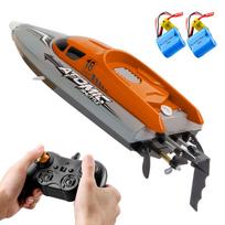 RC Boat nuotolinio valdymo kateris su 30 km/h didelės spartos IPV7 vandeniui atspariu 2,4 GHz 4 kanalų lenktyniniu laivu 2 Batteries mėlyna