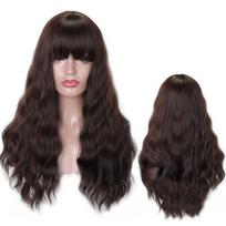 LISI HAIR moteriškas madingas ilgas banguotas perukas su kirpčiukais Juodos rudos spalvos Natural Water Wave perukas moterims 2-33 black