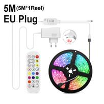 „Bluetooth APP“ valdymo LED lemputė 5050 RGB LED juostelė balso valdymo / muzikos sinchronizavimo išmanioji lempa 5M 10M 15M neoninė juosta, skirta namų vakarėlio foninio apšvietimo dekoravimui 5M Set EU Plug