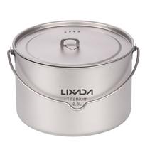 Lixada 2,8 l titano puodas itin lengvas nešiojamas pakabinamas puodas su dangteliu lauko kempingo žygio kuprinė 2.8L