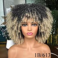 Bybrana trumpi plaukai Afro Kinky garbanoti perukai su kirpčiukais juodaodėms moterims, afrikietiški sintetiniai ambrai, be klijų Cosplay perukai Aukštos temperatūros Lizzy 35CM gray