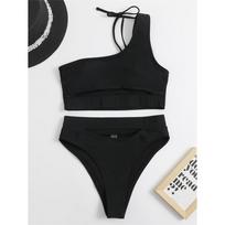 Seksualus maudymosi kostiumas moterims su išpjova pilvo srityje Aukšto juosmens Bikini Moteriški maudymosi kostiumai Dviejų dalių Bikini komplektas Maudymosi kostiumas S