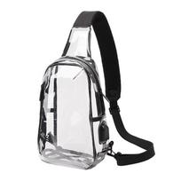 TINYAT Clear Crossbody Vyriškas krūtinės krepšys Mažas vyriškas pečių krepšys Moteriškas vandeniui atsparus krūtinės krepšys USB įkraunamas madingi krepšiai 26X8X16CM skaidri