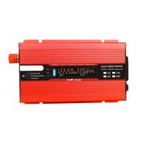 Įtampos keitiklis 1500W 3000W 12V 240V keitiklis USB maitinimo keitiklis su 1 lizdu ir LCD ekranu raudona