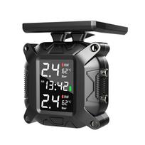 Padangų slėgio stebėjimo sistema TPMS motociklams Saulės belaidis įkrovimas IP67 Atsparus vandeniui su 2 juoda