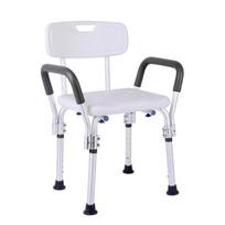Aliuminio lydinio dušo suoliukas su porankiu ir nugara neslystančia dušo taburete reguliuojama dušo kėdė with armrest & back