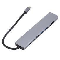 8IN1 USB C Hub TypeC Hub Adapter Docking Station Kelių prievadų adapteris su 4K HD RJ45 Ethernet USB pilka