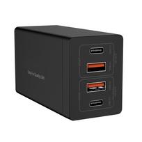 USB įkrovimo stotelė GAN 65W 4 prievadų įkrovimo centras Greitas įkroviklis QC4.0 QC PD3.0 PD C tipo USB Sieninis US Plug juoda