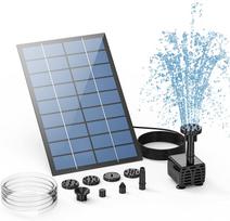 2,5 W saulės fontano siurblys su 6 purkštukais ir 4 pėdų vandens vamzdžiu, saulės energija varomas siurblys paukščių voniai, tvenkiniui, sodui ir kitoms vietoms 2.5W