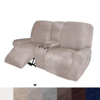 2 vietų recliner sofos užvalkalas su puodelių laikikliu Neslystantys fotelio užvalkalai Visapusiškas Elastingas zomšinis sofos užvalkalas svetainei