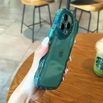 Netaisyklingos banguotos kraštinės skaidrus vientisos spalvos iPhone dėklas, atsparus susidūrimui minkštas silikoninis dėklas, skirtas iPhone14 13 12 11 Pro Max Xr Xs iPhone 12 Pro Max žalia