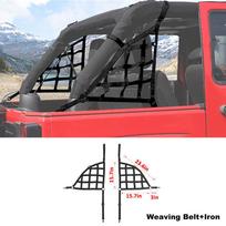 Automobilio stogo langas, papildomas sandėliukas, tinklinis krovinio diržas, tinka Jeep Wrangler JK 2007-2017 4 durų Side net Black