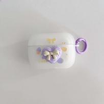 3D Violetinė gėlė Matinis Silikoninis Minkštas Mielas Ins Love Bow ausinių dėklas, skirtas Apple Airpods 1 3 2 Pro belaidėms Bluetooth ausinėms, Capa For Airpods Pro gray