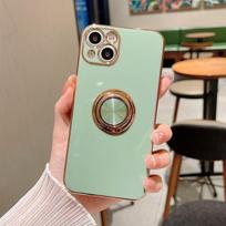 Luxury Plating Finger Ring Holder Case For Iphone 13 14 Pro Max 12 Mini Xs Xr X 8 7 Plus Se Soft Phone Cover For Iphone 11 Case For iPhone 14Pro Max rožinė