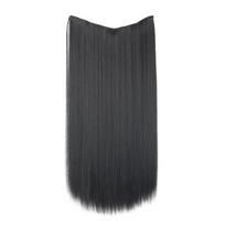 MISS WIG Moteriški ilgi tiesūs nematomi plaukų priauginimai sintetinio pluošto natūralaus plauko apmušalas žuvies linija kasdieniam dėvėjimui Cosplay plaukams 55 cm