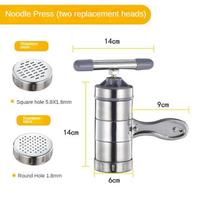 Nerūdijančio plieno makaronų aparatas buitinis naujas dinaminis makaronų presas Heluo makaronų mašina upė Lo mein mašina makaronų presas 2 kinds of mould