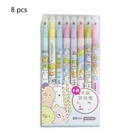 8 vnt Animacinio nutrinamo spalvoto paryškinimo rašiklio rinkinys Mielas Sumikko Gurashi fluorescencinio žymeklio įdėklo piešinys