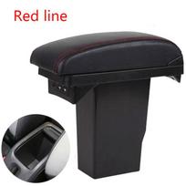 Naujas Peugeot 2008 Dvisluoksnis PU Odos USB Automobilio Aksesuarams Porankio Dėžė Centrinė Daiktadėžė Bendras Porankis Black  red line