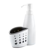 400ml Virtuvės kempinės laikiklis 2-in-1 Daugiafunkcinis skysto ploviklio konteineris Dėžutė Rankų dezinfekavimo priemonės Muilo dozatorius Virtuvė balta