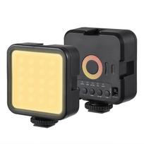 Mini fotografijos lempa pritemdoma LED šviesa, nešiojama vaizdo įrašų lemputė su dviejų spalvų šviesos režimais 1200 mAh juoda