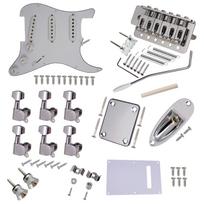 „ST Style“ elektrinės gitaros visas komplektas „pasidaryk pats“ priedų rinkinys, įskaitant iš anksto prijungtus „Pickguard Bridge SSS“ pikapus sidabras