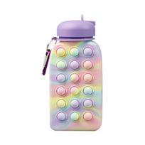 Lauko silikoniniai vyriški ir moteriški vandens puodeliai, dekompresiniai, nešiojami silikoniniai vandens puodeliai, spaudos ir žaidimų sulankstomi vandens puodeliai 500ml violetinė