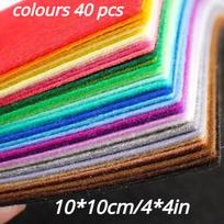 40 vnt. Veltinio audinio lakštai įvairių spalvų „pasidaryk pats“ amatų kvadratai, neaustiniai, 1 mm storio 10x10cm-40pcs įvairiaspalvis