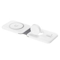 3 viename belaidžio įkroviklio padėklas, skirtas iPhone 14/pro/max/plus/13/12 Magnetinė sulankstoma greito įkrovimo stotelė, skirta Apple Airpods Iwatch 8 as picture balta