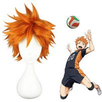 Haikyuu!! Hinata Syouyou Cosplay perukas trumpas oranžinis, pūkuotas sluoksniuotas Cosplay perukai karščiui atsparūs sintetiniai plaukai Anime perukas + peruko kepurė