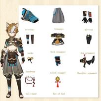 Gorou Cosplay   Costume Gorou Cosplay Costume Men Blue Fox Boy Costume Halloween Pants Tail Ears Full Set L-(Costume+Wig)