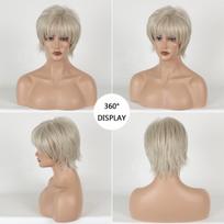Sintetinis šviesiai blondinis perukas su kirpčiukais Trumpi perukai moterims Natūraliai atrodantys plaukai Moteriški kasdieniai Cosplay Perukai Karščiui atsparūs perukai šviesiai blondinė spalva