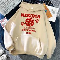 Haikyuu Volleyball Club Red Anime Print Unisex Sweatshirt Fashion Fleece Hoodie Casual Clothes Hip Hop Autumn Winter Warm Hoodies L