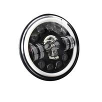 2 vnt 7 colių apvalių LED priekinių žibintų kaukolės modelio LED priekiniai žibintai su tolimųjų šviesų posūkio signalu DRL ir 1 Piece juoda