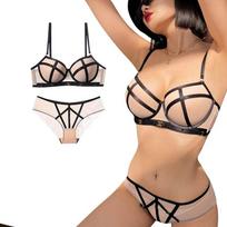 Lace Women Underwear Set Sexy Splicing Bandage Push Up Bra Set Female Plus Size Underwie C D Cup Brassiere Lingerie 75B juoda