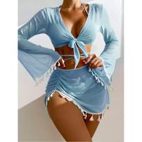 Moteriškas bikinis 4 dalių seksualus maudymosi kostiumėlis aukštu juosmeniu paplūdimio maudymosi kostiumėlis, moteriškas vasaros maudymosi kostiumėlis S