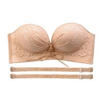 Be petnešėlių liemenėlė moterims Nėriniai Be lankelių Didelio dydžio Bralette Besiūlė apatinė apranga Be lankelių Liemenėlė-topas Neslystanti Liemenėlė Topai 38/85C smėlis