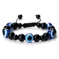 Žavingi juodi matiniai lavos karoliukai apyrankės Turkijos Lucky Evil Eye Apyrankės moterims Vyrams Natūralus akmuo Obsidianas Oniksas Apyrankės Papuošalai Braided-shiny blackCHINA